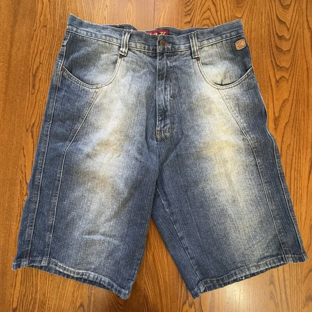 Vintage Y2K Karl Kani Blue Denim Skater Hip Hop Baggy Loose Jean Shorts Men's 36